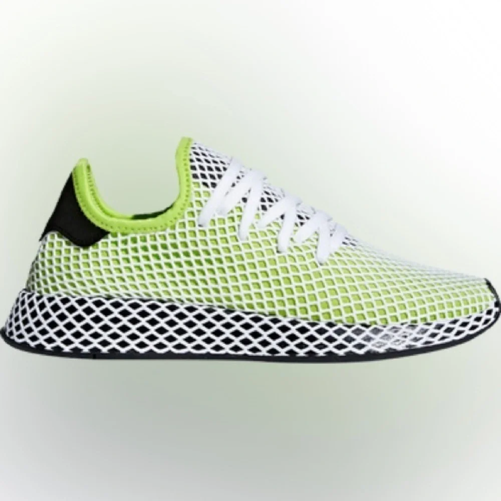 adidas Deerupt Muted Neons Solar Slime Mesh Sneakers Tennis Shoes mens size 5